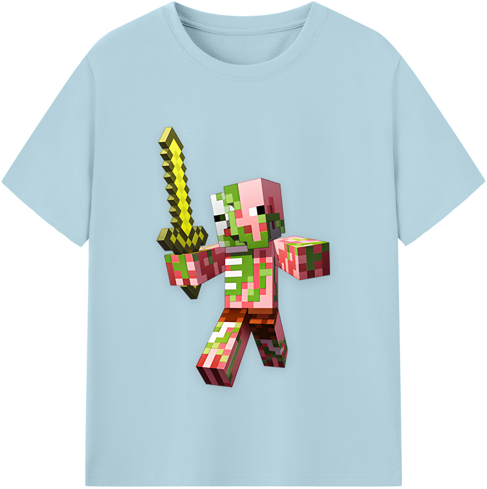 （画像用） マインクラフト ブロックの世界 Minecraft MC Block world 綿100％半袖Tシャツ（フロントプリント）